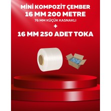 Dalpak Ambalaj 16 mm Beyaz Lifli Mini Kompozit Çember 200 Metre ve Bukle Toka ( 250 Adet )