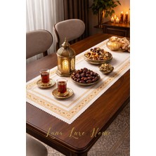 Luna Luxe Home Sahar | Ramazan Özel Tasarım Dantel Desen Premium Dijital Baskı Runner (Sunum/sahur/iftar Sofrası)