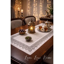 Luna Luxe Home Sahar | Ramazan Özel Tasarım Dantel Desen Premium Dijital Baskı Runner (Sunum/sahur/iftar Sofrası)