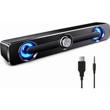 Mdstech Sada V-111 Kablolu Soundbar Hoparlör 3W Güçlü Bas Stereo Tv Bilgisayar Uyumlu USB 3.5mm Aux Masaüstü Ses Sistemi