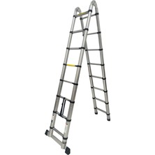 Daimer 2.5+2.5 Metre Çift Taraflı Alüminyum Teleskopik 8+8 (16) Basamaklı Merdiven