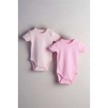 Bondberro 2'li Takım Bebek ve Çocuk Çıtçıtlı Body Zıbın Pembe / Şeker Pembe