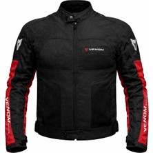 Venom Dynamic 4 Mevsim Ce Korumalı Siyah Kırmızı Motorcu Montu