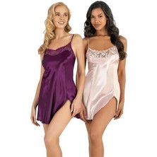 Beruflic Mor Kısa Saten Gecelik 8217