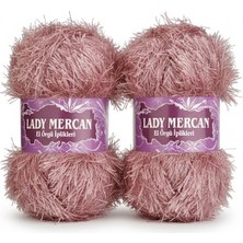 Simli Sakallı El Örgü Ipi  Gül Kurusu / Metalik Pembe 2 Adet