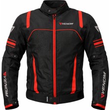 Venom Spin Yazlık Siyah Kırmızı Motosiklet Montu (Kalıplar Dardır Bir Beden Büyük Alınız)