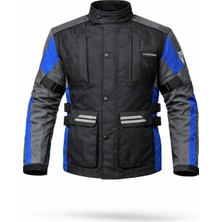 Venom Tourex Mavi - Siyah 4 Mevsim Motosiklet Ceketi (Kalıplar Dardır Bir Beden Büyük Sipariş Veriniz)