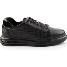 Bambi Siyah Baskılı Hakiki Deri Erkek Sneaker E01080221143