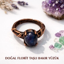 Doğal Obsidyen Taşli Bakır Yüzuk