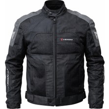 Venom Dynamic 4 Mevsim Ce Korumalı Siyah Gri Motorcu Montu (Bir Beden Büyük Alınız)