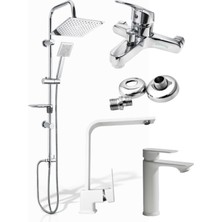 4lü Tüm Ev Batarya Seti Banyo - Mutfak -Lavabo Bataryası ve Duş Sistemi