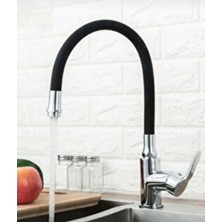 Eska Mutfak Evye Batarya Borusu Hareketli Siyah Renkli Silikon Boru