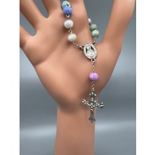 Yada Unique 7 mm Renkli Kristal Vaftiz Hediyesi Mini Katolik Tesbih – 5’li Set