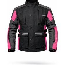 Venom Tourex Gri Siyah Pembe Su Geçirmez Kadın Motosiklet Montu (Kalıplar Dardır)