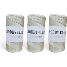 Hobby Club 3 Adet Premium 200 Gram Polyester Makrome Ipi 010 Kemik 2 mm - 230 Metre