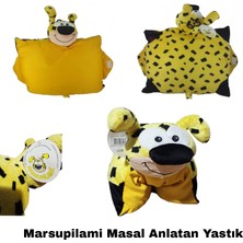 Direkstoktan 45CM Masal Anlatabilen Sesli ve Kuyruklu Marsupilami Peluş Yastık / Uzunkuyruk Marsupilami Masalcı Yastık