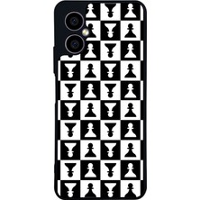 Scaleta Case Omix X3 Uyumlu Satranç Tasarımlı Glossy Mat Siyah Silikon Telefon Kılıfı