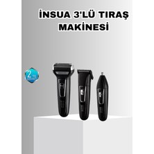 İlk El Grup Ieg™ Insua Erkek Bakım Seti – 3 Başlıklı Şarjlı Tıraş Makinesi, 60 Dakika Kablosuz Kull