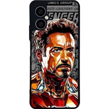 Scaleta Case Omix X3 Uyumlu Iron Man Tasarımlı Glossy Mat Siyah Silikon Telefon Kılıfı