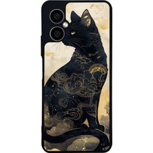 Scaleta Case Omix X3 Uyumlu  Kedi Tasarımlı Glossy Mat Siyah Silikon Telefon Kılıfı