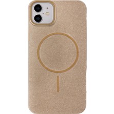 Fenza iPhone 11 Uyumlu Telefon Kılıfı Magsafe Wireless Şarj Özellikli Simli Lüks Silikon Kılıf