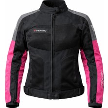 Venom Dynamic 4 Mevsim Ce Korumalı Pembe Kadın Motorcu Montu