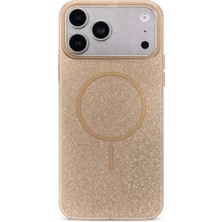 Fenza iPhone 17 Pro Uyumlu Telefon Kılıfı Magsafe Wireless Şarj Özellikli Simli Lüks Silikon Kılıf