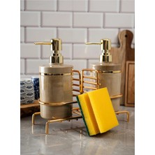 Krem 2'li Standlı Gold Sabunluk / Deterjanlık