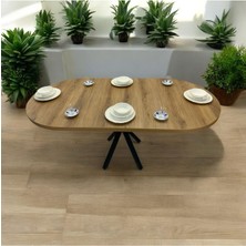 Mobilyacın Oval Yemek Masası 6 Kişilik 160 x 90 Ceviz