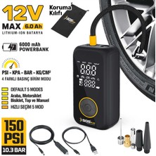 Sgs Plus Sgs 150 Psı Şarjlı Hava Kompresörü 6000MAH Powerbankli Dijital Pompa