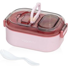Hype Store Bento 550ML Lunchbox Tek Katlı Bölmesiz Çelik Sefer Tası Yemek (Pembe)