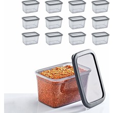 Hype Store 12'li Set Skali Dikdörtgen Saklama Kabı Antrasit 1210 ml