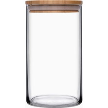 Hype Store 43463 Bamboo Ahşap Kapaklı Cam Kavanoz, Şeffaf, 1.48 Litre