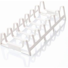 Hype Store Plastik Çok Amaçlı Tabak Rafı, 6 Bölmeli, Mutfak Düzenleyici (Beyaz)