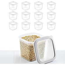 Hype Store 6'lı Set Skali Kare Saklama Kabı Beyaz 740 ml