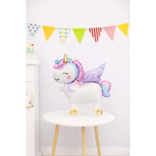 Patladı Gitti Unicorn Temalı Folyo Yürüyen Balon – Tekerlekli Sevimli Unicorn Balon 54X48,5 cm