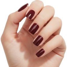 Eda Luxury Beauty 24'lü Koyu Kırmızı Bordo Takma Tırnak Seti Lüks Parlak Kısa Boy Orta Küt Kare Yapıştırıcılı Fake Nails Set