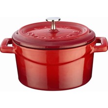 Hype Store Metal Döküm Mini Tencere, 10 Cm, 0.35 L Hacim, Kırmızı