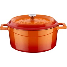 Hype Store Döküm Yuvarlak Tencere, Trendy, 24 Cm, Turuncu