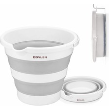 Hype Store 12 Litre Katlanabilir Kova - Akordiyon Katlanır Kova - Araba Kovası - Gri - 32.5 x 27.5 x 6 cm - Pp+