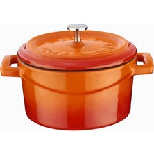 Hype Store Metal Döküm Mini Tencere, 10 Cm, 0.35 L Hacim, Turuncu