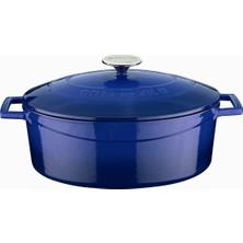 Hype Store Metal Oval Döküm Tencere, 29 Cm, Mavi