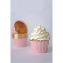 Hype Store Trend Hediye Sepeti 25'li Pembe Gold Muffin Kek Kalıbı, Kek Kapsülü Cupcake Kalıbı, Airfryer Uyumlu