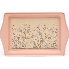 Hype Store -EE170-1G Botanica Pink Desenli Dikdörtgen Tepsi 16X25 cm (Botanica Pink)