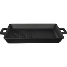 Hype Store Metal Döküm Izgara Tava, Metal Kulplu, 26X32CM, Siyah