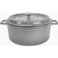 Hype Store Metal Premium Serisi - Döküm Yuvarlak Tencere, 28 Cm, Majolik Gri