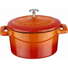 Hype Store Metal Döküm Mini Tencere, Trendy, 10 Cm, 0.35 L Hacim, Turuncu