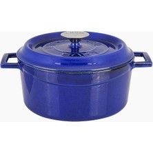 Hype Store Metal Premium Serisi - Döküm Yuvarlak Tencere, 24 Cm, Majolik Mavi