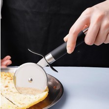 Hype Store Paslanmaz Çelik Ahşap Saplı Pizza Dilimleyici, Yuvarlak Pizza Kesici , Hamur ve Waffle Kesici, Ergon