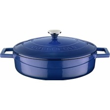 Hype Store Metal Döküm Çok Amaçlı Yayvan Tencere, Trendy, 24 Cm, 2.47 L, Mavi